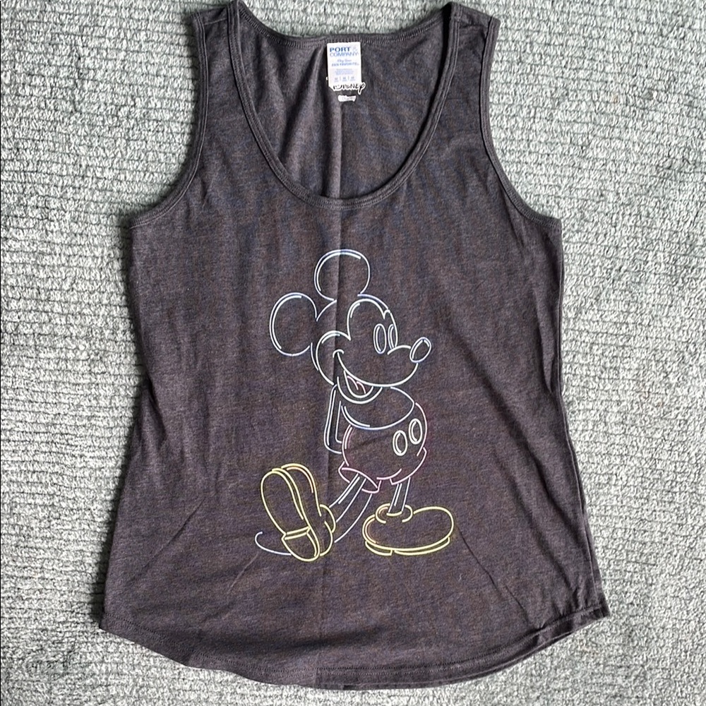 Disney Charcoal Tank with Neon Mickey Outline